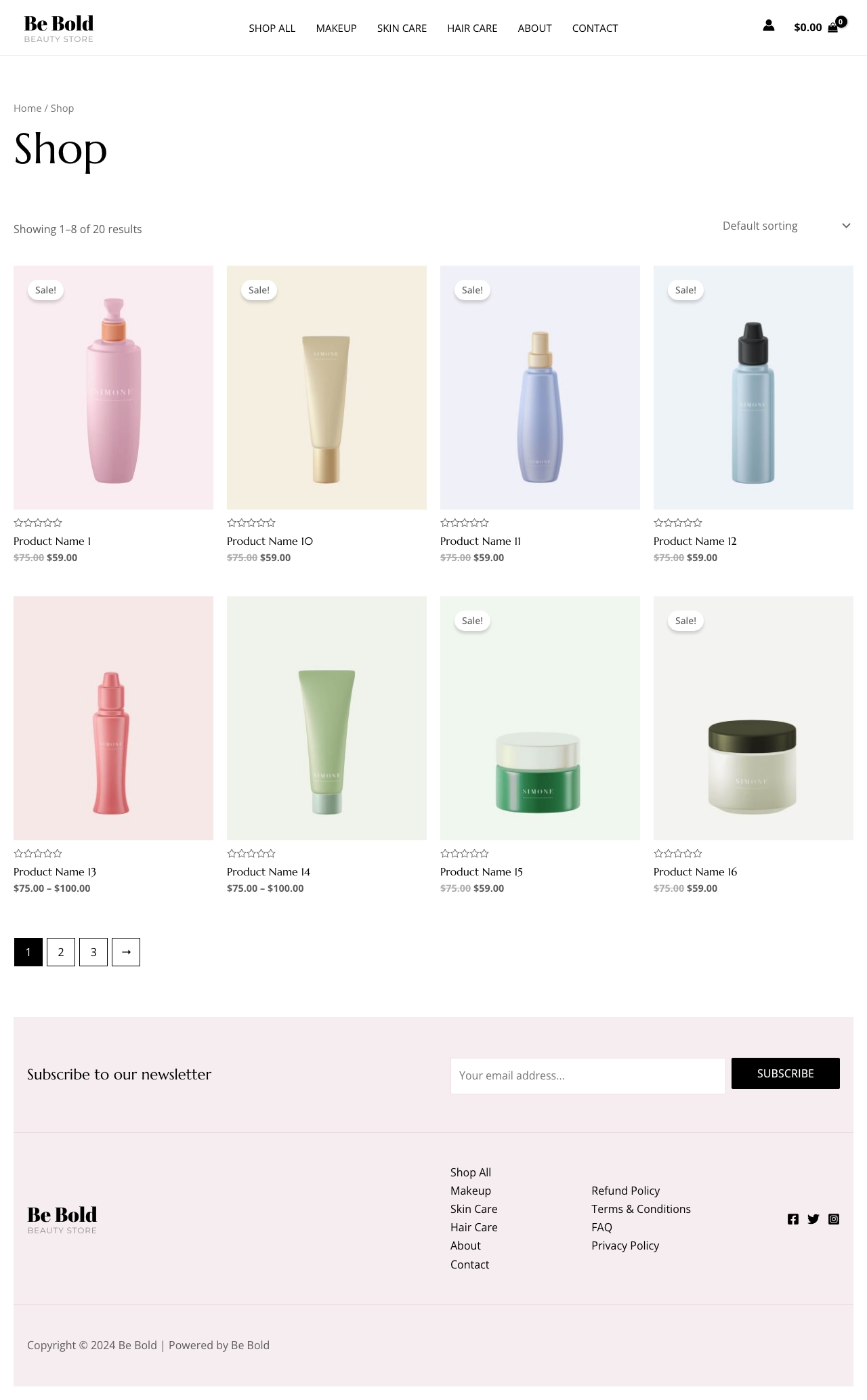 Be Bold Beauty Store Product Category Shop