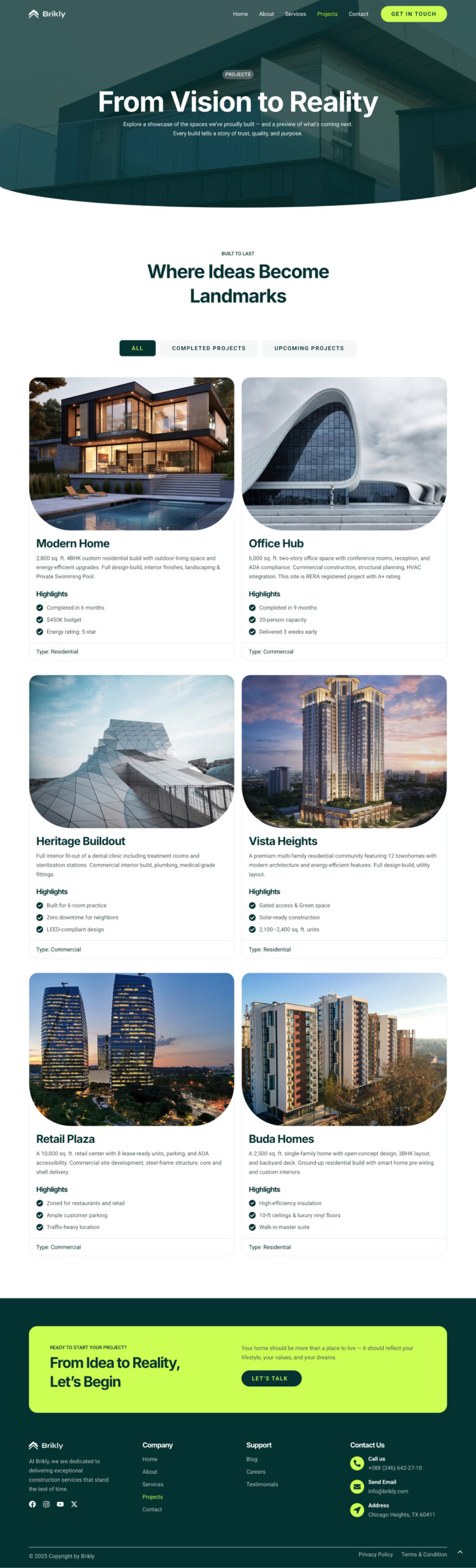 Construction Company Brikly Projects