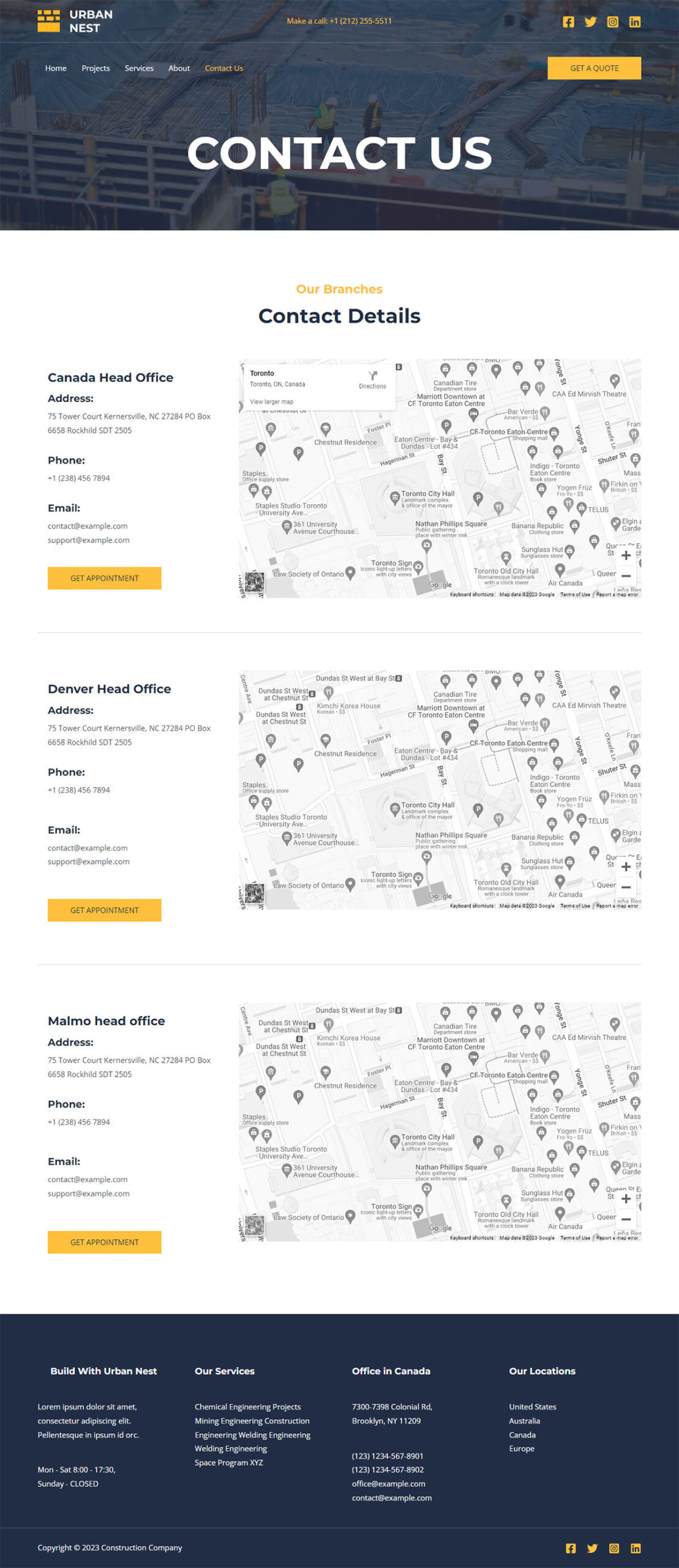 Construction Company Contact Us