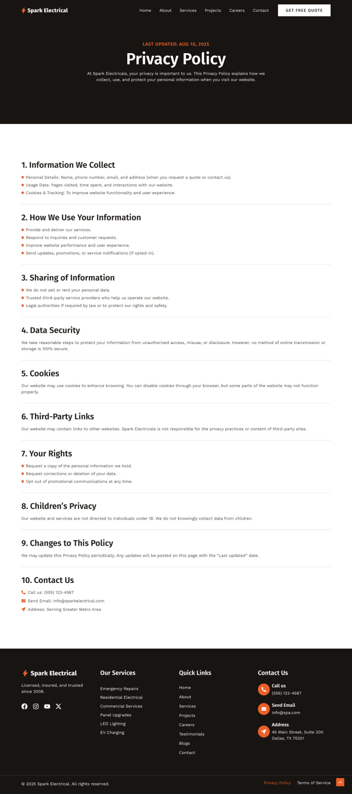 Electrician Company Privacy Policy