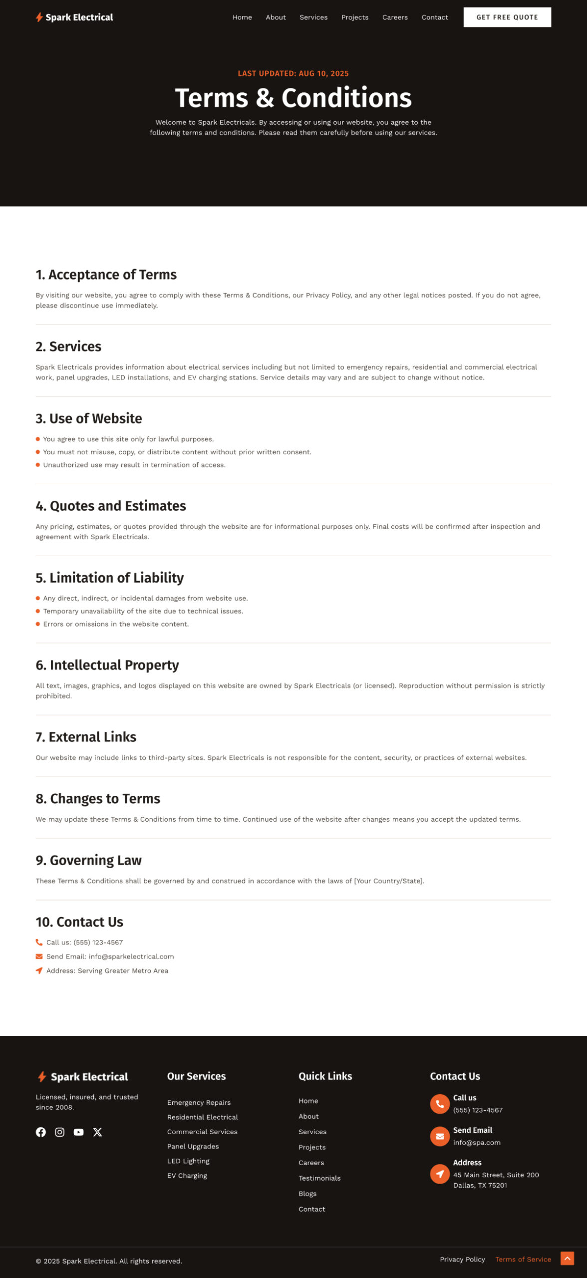 Electrician Company Terms and Conditions