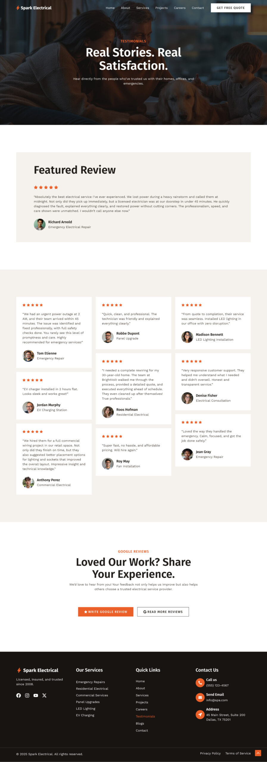 Electrician Company Testimonials