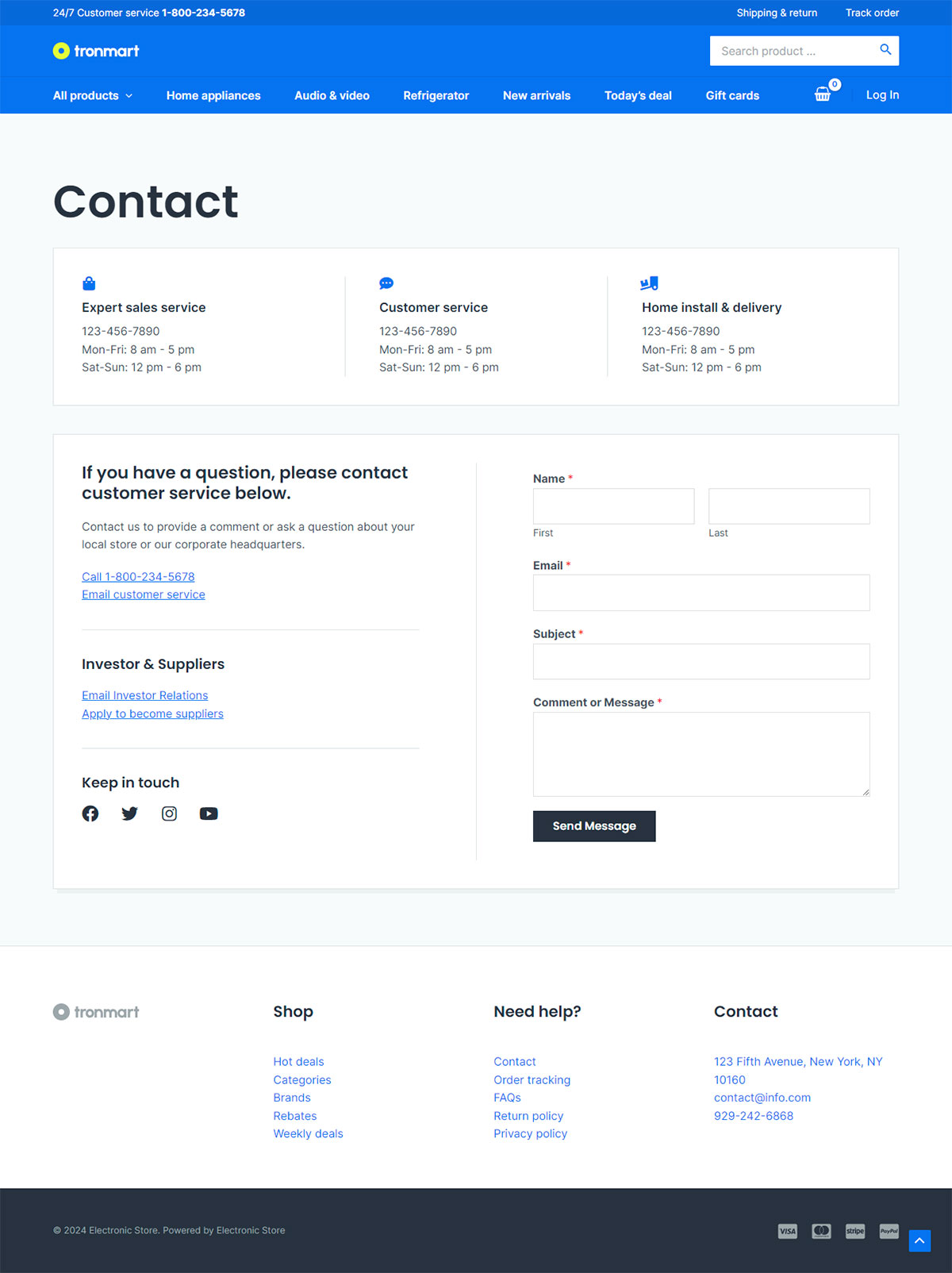 Electronic Store Contact Us