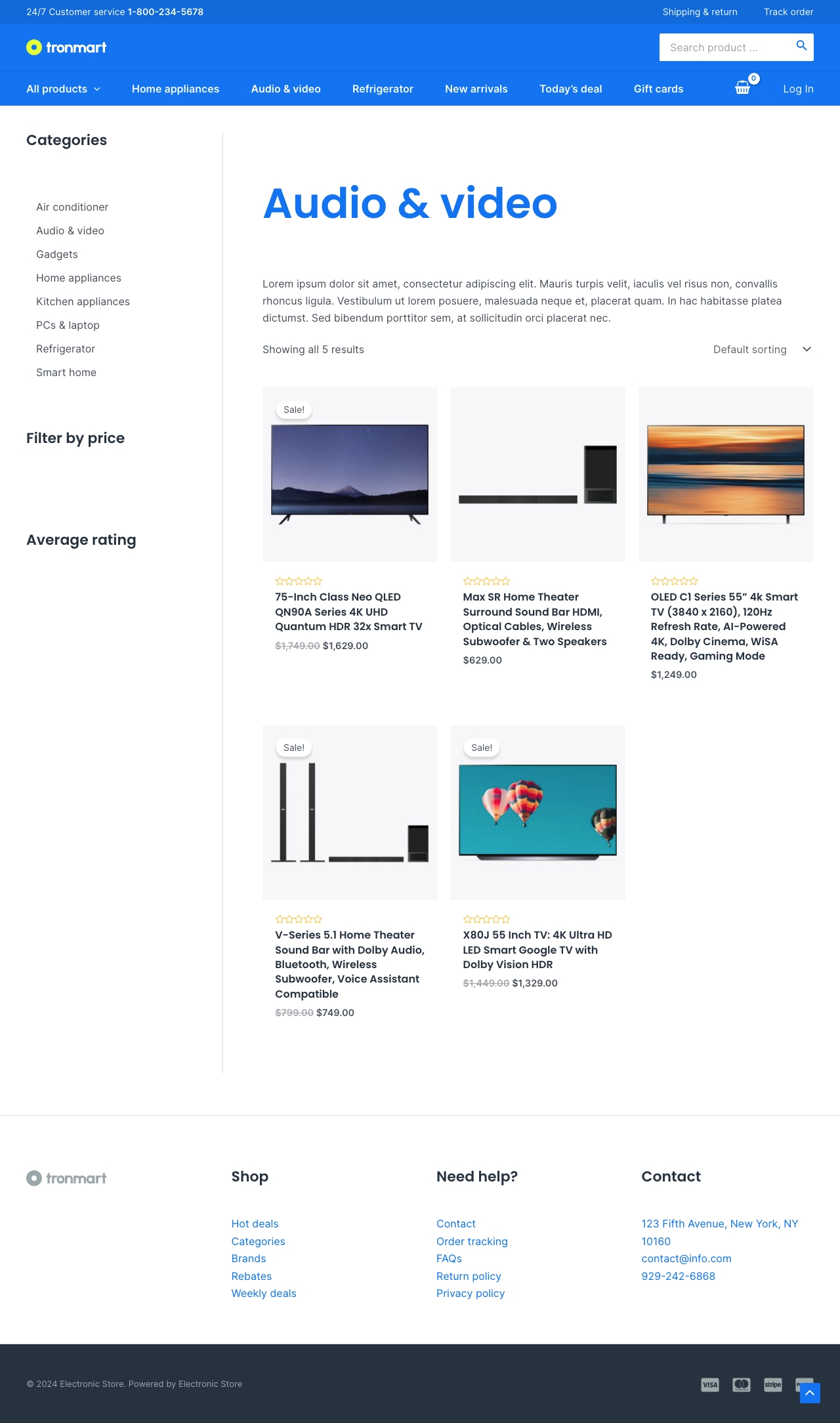 Electronic Store Product Category Audio Video