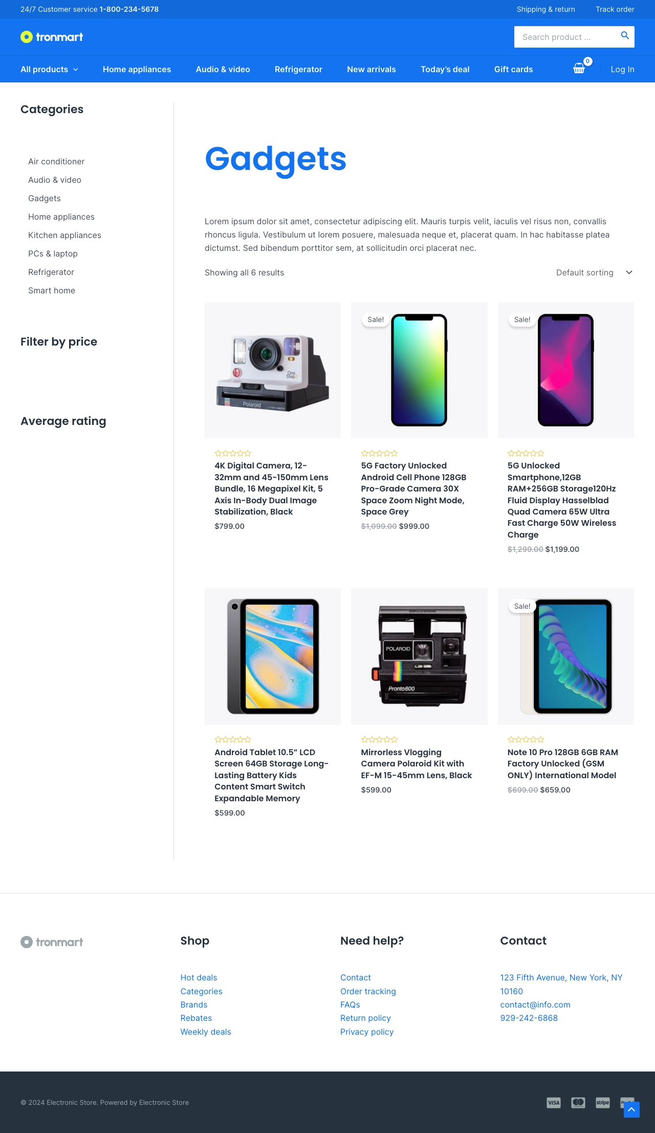 Electronic Store Product Category Gadgets