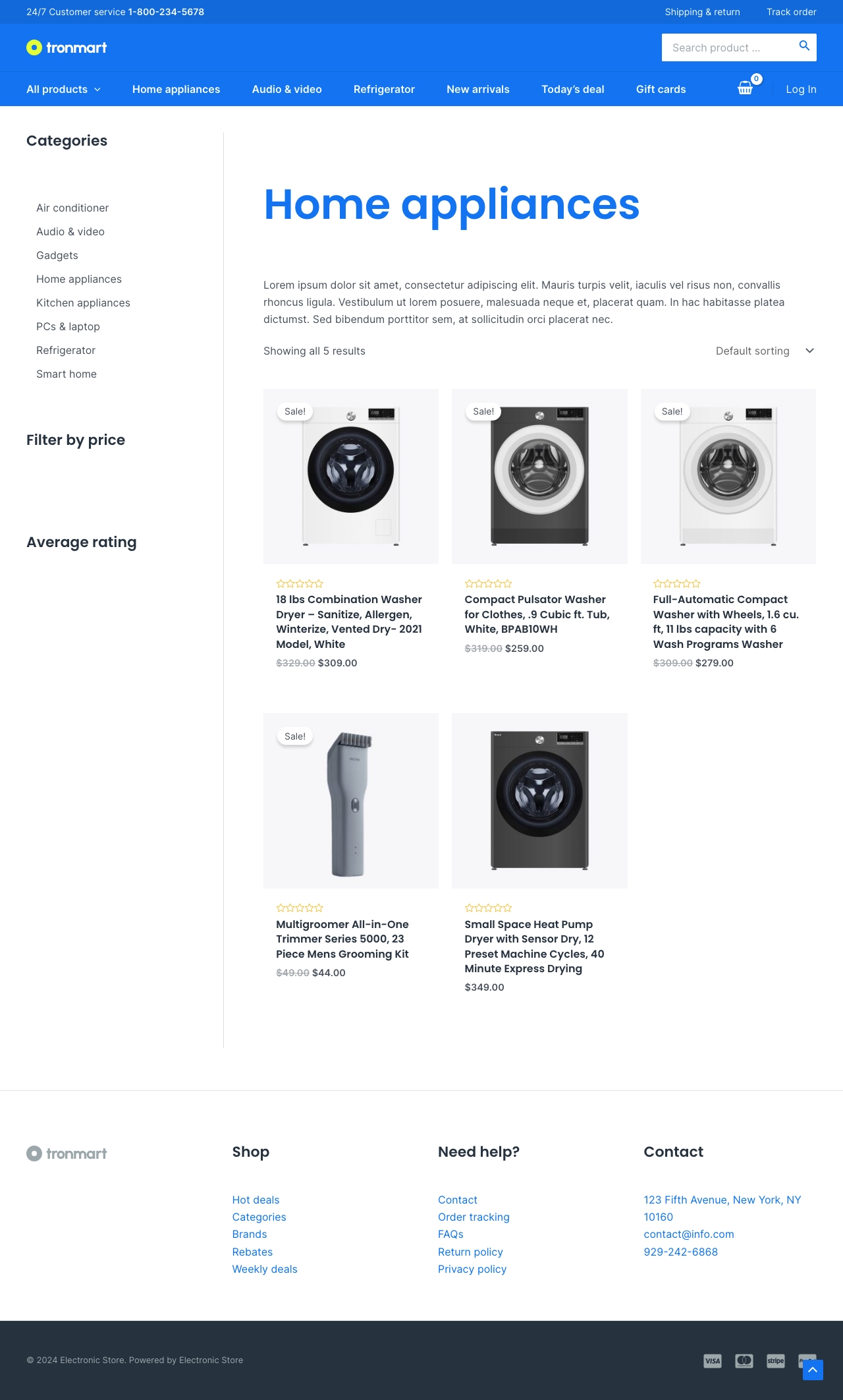 Electronic Store Product Category Home Appliances