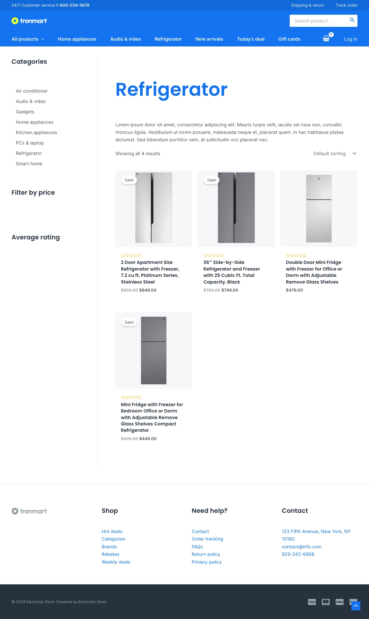 Electronic Store Product Category Refrigerator