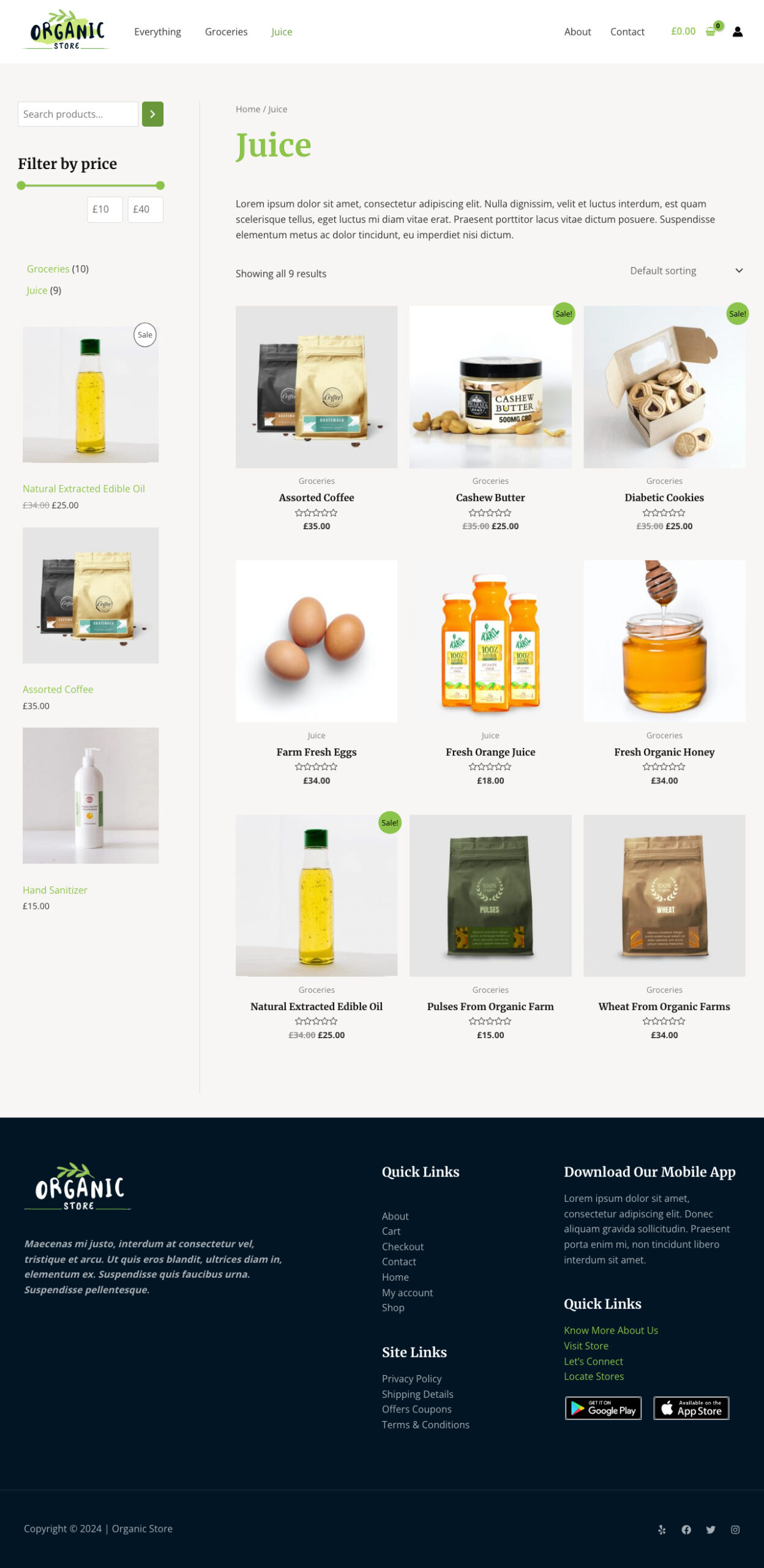 Organic Store Product Category Juice