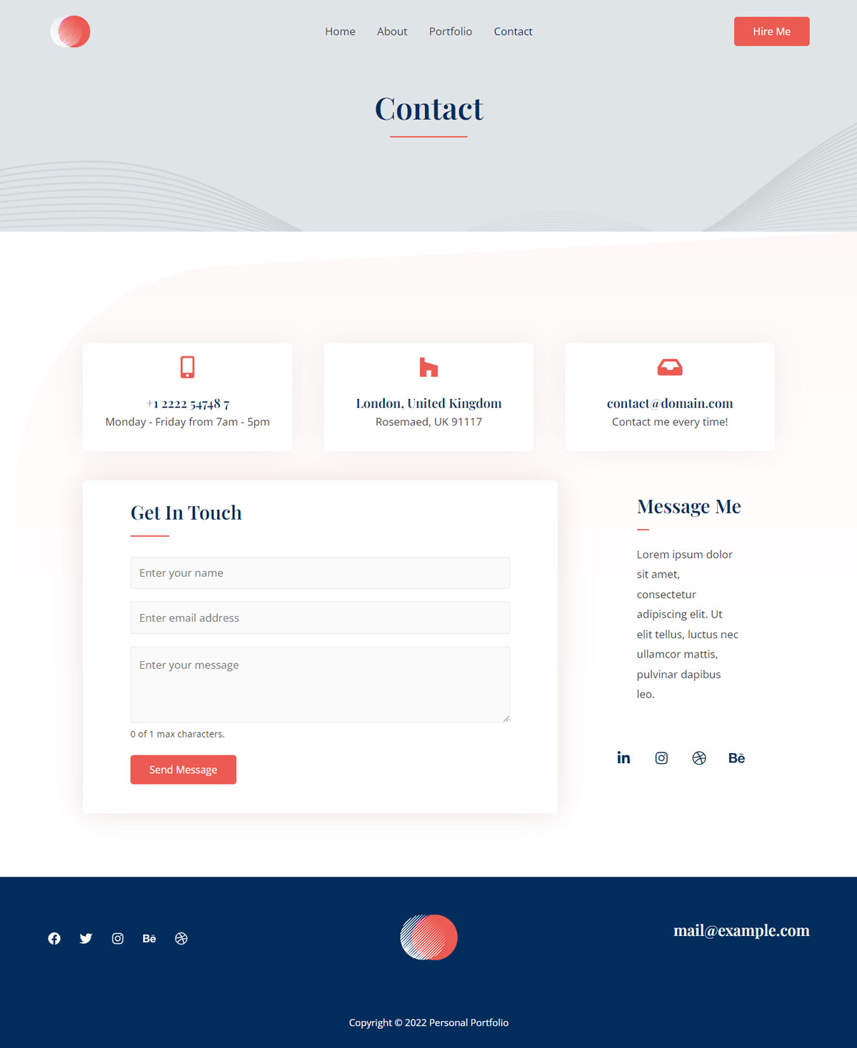 Personal Portfolio Contact Me