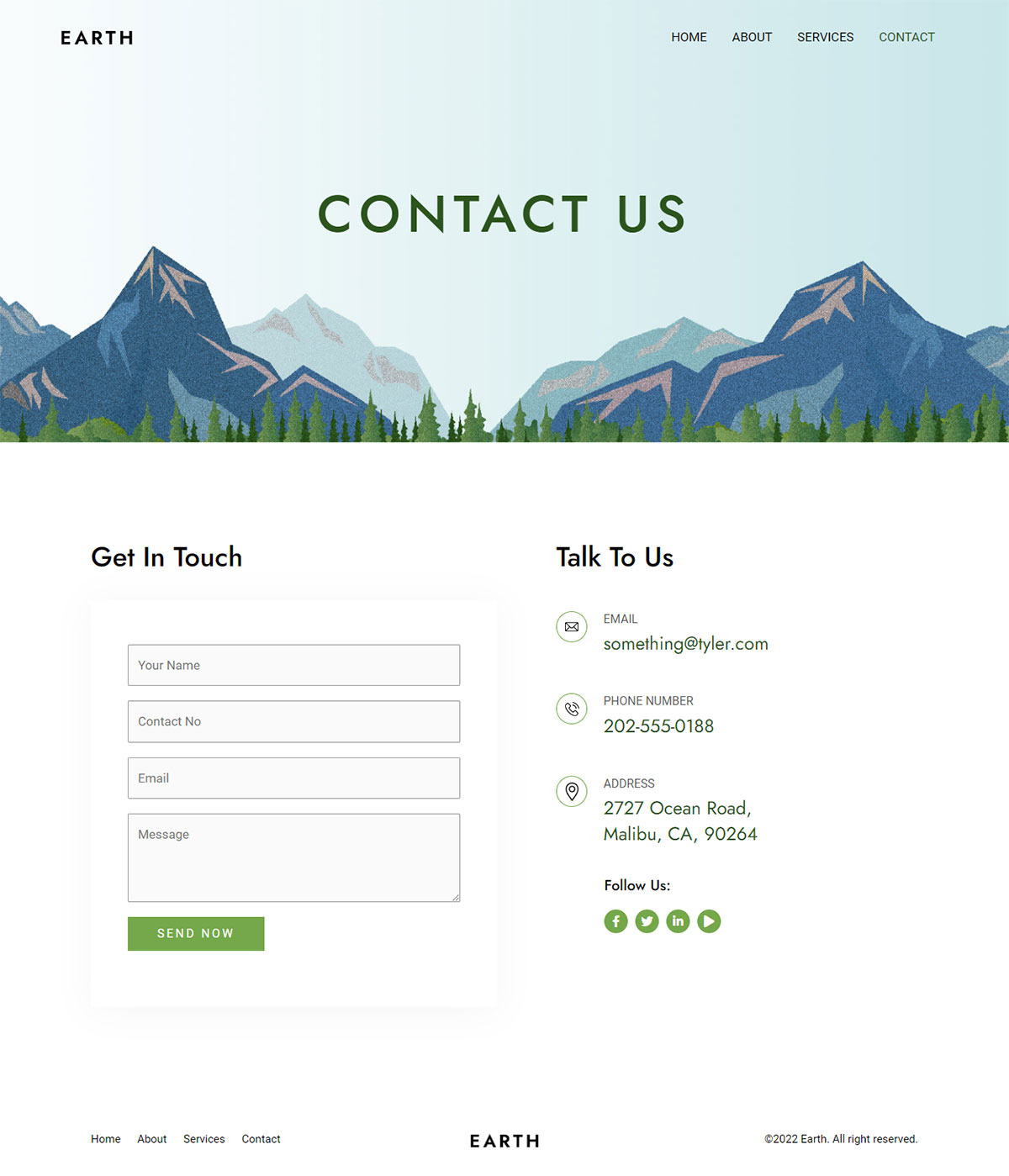 Planet Earth Contact Us