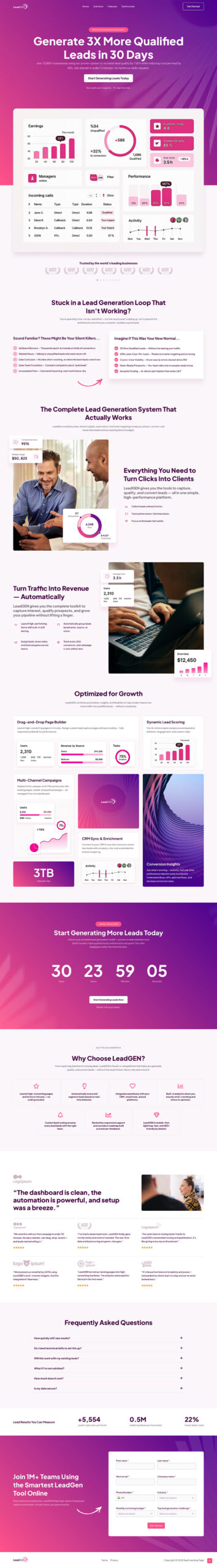 SaaS Landing Page Home