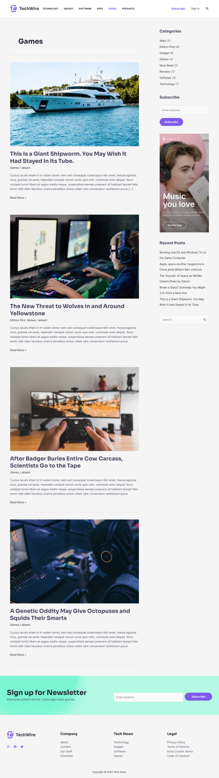 Tech News Category Games